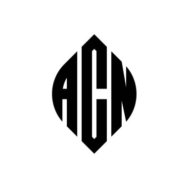 Çember ve elips şekilli ACN daire harf logosu tasarımı. ACN elips harfleri tipografik tarzda. Üç baş harf daire şeklinde bir logo oluşturuyor. ACN Çember Amblemi Soyut Monogram Harf İşaretleme Vektörü.