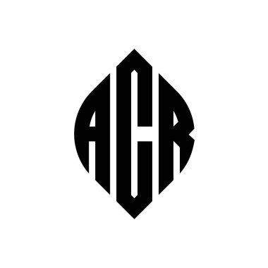 Çember ve elips şekilli ACR daire harf logosu tasarımı. ACR elips harfleri tipografik tarzda. Üç baş harf daire şeklinde bir logo oluşturuyor. ACR Çember Amblemi Soyut Monogram Harf İşaretleme Vektörü.