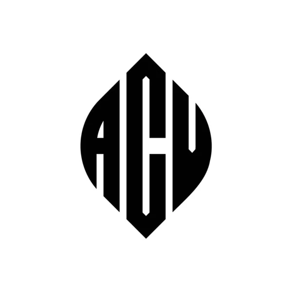 Acv Circle Letter Logo Design Circle Ellipse Shape Acv Ellipse — Stock Vector