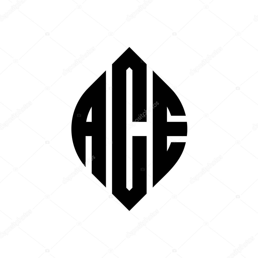 ACE circle letter logo design with circle and ellipse shape. ACE ellipse letters with typographic style. The three initials form a circle logo. ACE Circle Emblem Abstract Monogram Letter Mark Vector.