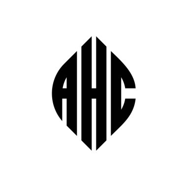 Çember ve elips şekilli AHC daire harf logosu tasarımı. Tipografik biçimli AHC elips harfleri. Üç baş harf daire şeklinde bir logo oluşturuyor. AHC Çember Amblemi Soyut Monogram Harf İşaretleyici Vektörü.