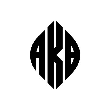 Çember ve elips şekilli AKB daire harf logosu tasarımı. Tipografik tarzda elips harfler. Üç baş harf daire şeklinde bir logo oluşturuyor. AKB Çember Amblemi Soyut Monogram Harf İşaretleme Vektörü.