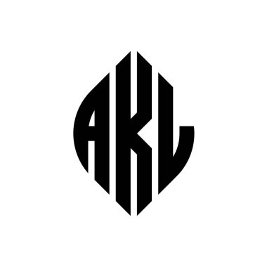 Çember ve elips şekilli AKL daire harf logosu tasarımı. Tipografik biçimli AKL elips harfleri. Üç baş harf daire şeklinde bir logo oluşturuyor. AKL Çember Amblemi Soyut Monogram Harf İşaretleme Vektörü.