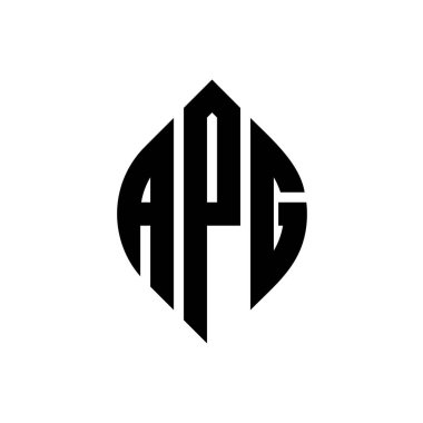 Çember ve elips şekilli APG daire harf logosu tasarımı. Typographic tarzında APG elips harfleri. Üç baş harf daire şeklinde bir logo oluşturuyor. APG Çember Amblemi Soyut Monogram Harf İşaretleme Vektörü.
