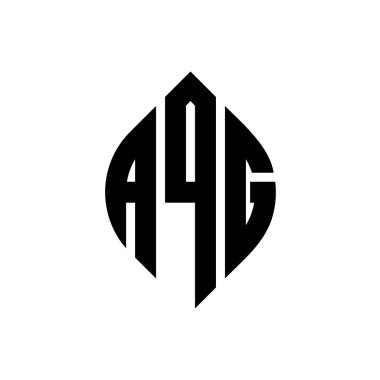 Çember ve elips şekilli AQG daire harf logosu tasarımı. Tipografik biçimli AQG elips harfleri. Üç baş harf daire şeklinde bir logo oluşturuyor. AQG Çember Amblemi Soyut Monogram Harf İşaretleyici Vektörü.