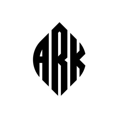 Çember ve elips şekilli ARK daire harf logosu tasarımı. ARK elips harfleri tipografik tarzda. Üç baş harf daire şeklinde bir logo oluşturuyor. ARK Çemberi Amblemi Soyut Monogram Harf İşaretleme Vektörü.