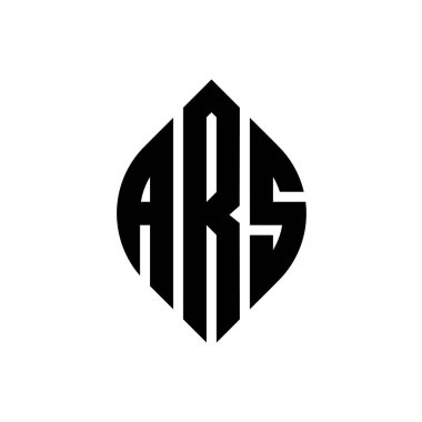 ARS daire harf logosu dizaynı daire ve elips şeklinde. ARS elips harfleri tipografik tarzda. Üç baş harf daire şeklinde bir logo oluşturuyor. ARS Çember Amblemi Soyut Monogram Harf İşaretleme Vektörü.