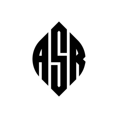 Çember ve elips şekilli ASR daire harf logosu tasarımı. Tipografik biçimli ASR elips harfleri. Üç baş harf daire şeklinde bir logo oluşturuyor. ASR Çember Amblemi Soyut Monogram Harf İşaretleme Vektörü.