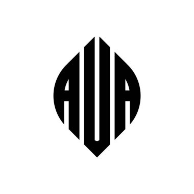 Çember ve elips şekilli AUA daire harf logosu tasarımı. Tipografik biçimli AUA elips harfleri. Üç baş harf daire şeklinde bir logo oluşturuyor. AUA Çember Amblemi Soyut Monogram Harf İşaretleyici Vektörü.