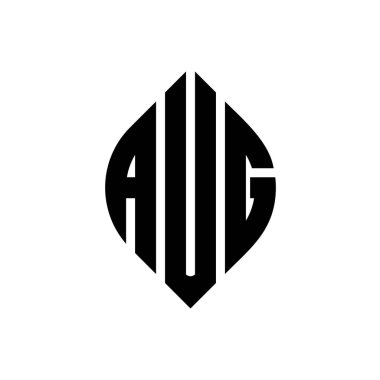 Çember ve elips şekilli AUG daire harf logosu tasarımı. Tipografik biçimli AUG elips harfleri. Üç baş harf daire şeklinde bir logo oluşturuyor. AUG Çember Amblemi Soyut Monogram Harf İşaretleyici Vektörü.