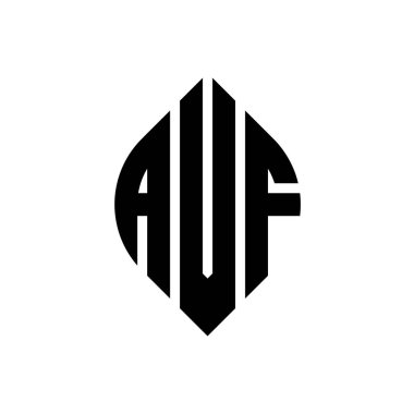 Çember ve elips şekilli AVF daire harf logosu tasarımı. Tipografik biçimli AVF elips harfleri. Üç baş harf daire şeklinde bir logo oluşturuyor. AVF Çember Amblemi Soyut Monogram Harf İşaretleyici Vektörü.