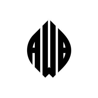 Çember ve elips şekilli AWB daire harf logosu tasarımı. Tipografik biçimli AWB elips harfleri. Üç baş harf daire şeklinde bir logo oluşturuyor. AWB Çember Amblemi Soyut Monogram Harf İşaretleyici Vektörü.
