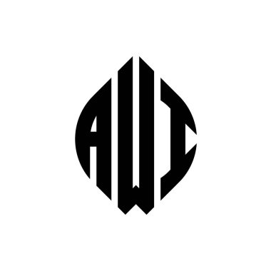 Çember ve elips şekilli AWI daire harf logosu tasarımı. AWI elips harfleri tipografik tarzda. Üç baş harf daire şeklinde bir logo oluşturuyor. AWI Çember Amblemi Soyut Monogram Harf İşaretleyici Vektörü.