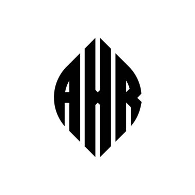 Çember ve elips şekilli AXR daire harf logosu tasarımı. Tipografik biçimli AXR elips harfleri. Üç baş harf daire şeklinde bir logo oluşturuyor. AXR Çember Amblemi Soyut Monogram Harf İşaretleyici Vektörü.