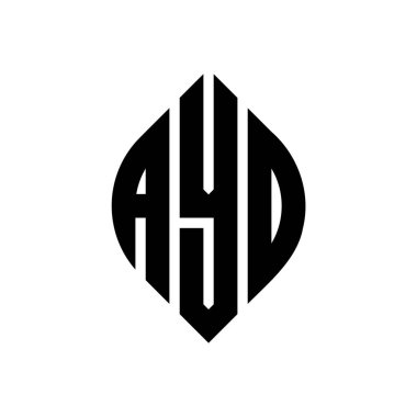 Çember ve elips şekilli AYD daire harf logosu tasarımı. Tipografik biçimli AYD elips harfleri. Üç baş harf daire şeklinde bir logo oluşturuyor. AYD Çember Amblemi Soyut Monogram Harf İşaretleyici Vektörü.