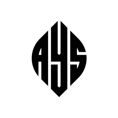 Çember ve elips şekilli AYS daire şeklinde harf logosu tasarımı. Tipografik biçimli AYS elips harfleri. Üç baş harf daire şeklinde bir logo oluşturuyor. AYS Çember Amblemi Soyut Monogram Harf İşaretleyici Vektörü.