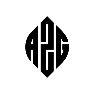 Dairesel ve elips şekilli AZG daire harf logosu tasarımı. Tipografik biçimli AZG elips harfleri. Üç baş harf daire şeklinde bir logo oluşturuyor. AZG Çember Amblemi Soyut Monogram Harf İşaretleyici Vektörü.