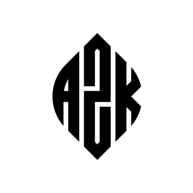Çember ve elips şekilli AZK daire harf logosu tasarımı. Tipografik biçimli AZK elips harfleri. Üç baş harf daire şeklinde bir logo oluşturuyor. AZK Çember Amblemi Soyut Monogram Harf İşaretleyici Vektörü.