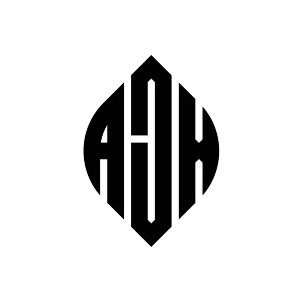 円と楕円の形をしたAjxサークルレターロゴデザイン Ajx楕円文字の書体です 3つのイニシャルはサークルロゴを形成します Ajxサークルエンブレム要約 Monogram Letter Mark Vector — ストックベクタ