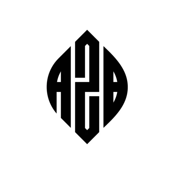 円と楕円形のAzbサークルレターロゴデザイン タイプグラフィックスタイルのAzb楕円文字 3つのイニシャルはサークルロゴを形成します Azbサークルエンブレム概要 Monogram Letter Mark Vector — ストックベクタ