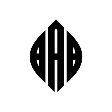 Çember ve elips şekilli BAB yuvarlak harf logosu tasarımı. Tipografik tarzda BAB elips harfleri. Üç baş harf daire şeklinde bir logo oluşturuyor. BAB Çemberi Amblemi Soyut Monogram Harf İşaretleme Vektörü.