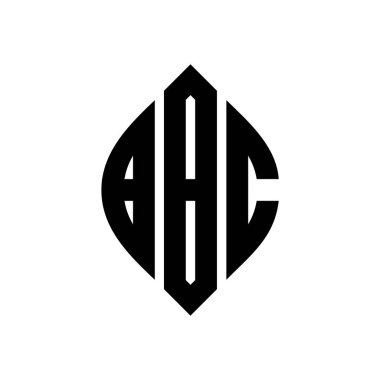 Çember ve elips şekilli BBC daire harf logosu tasarımı. Baskı tarzında BBC elips harfleri. Üç baş harf daire şeklinde bir logo oluşturuyor. BBC Çember Amblemi Soyut Monogram Harf İşaretleme Vektörü.