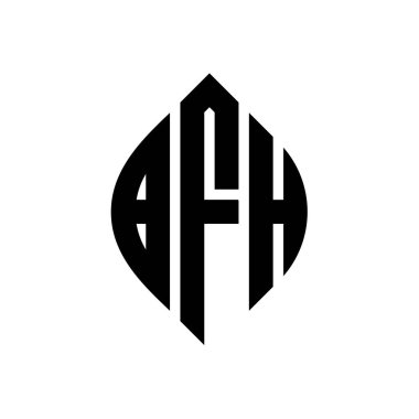 Çember ve elips şekilli BFH daire harf logosu tasarımı. Tipografik biçimli BFH elips harfleri. Üç baş harf daire şeklinde bir logo oluşturuyor. BFH Çember Amblemi Soyut Monogram Harf İşaretleyici Vektörü.