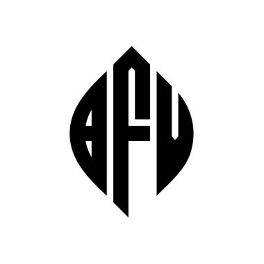 Çember ve elips şekilli BFV daire harf logosu tasarımı. Tipografik biçimli BFV elips harfleri. Üç baş harf daire şeklinde bir logo oluşturuyor. BFV Çember Amblemi Soyut Monogram Harf İşaretleyici Vektörü.