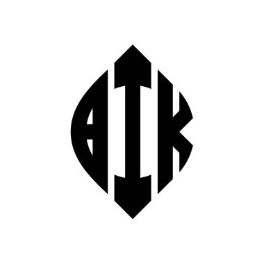 Çember ve elips şekilli BIK daire harf logosu tasarımı. BIK elips harfleri tipografik tarzda. Üç baş harf daire şeklinde bir logo oluşturuyor. BIK Çember Amblemi Soyut Monogram Harf İşaretleme Vektörü.