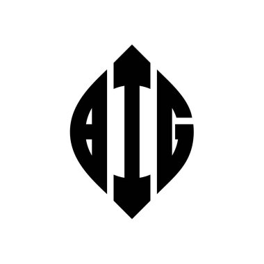 Dairesel ve elips şekilli büyük daire harf logosu tasarımı. Tipografik tarzda büyük elips harfleri. Üç baş harf daire şeklinde bir logo oluşturuyor. Büyük Çember Amblemi Soyut Monogram Harf İşaretleme Vektörü.