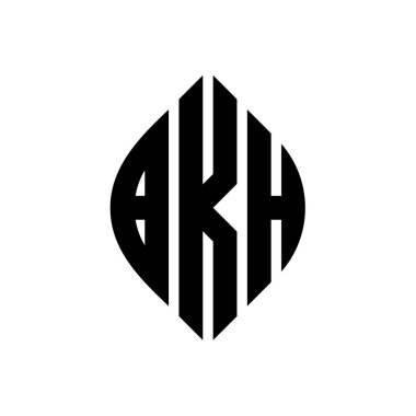 Çember ve elips şekilli BKH daire harf logosu tasarımı. Tipografik biçimli BKH elips harfleri. Üç baş harf daire şeklinde bir logo oluşturuyor. BKH Çember Amblemi Soyut Monogram Harf İşaretleyici Vektörü.