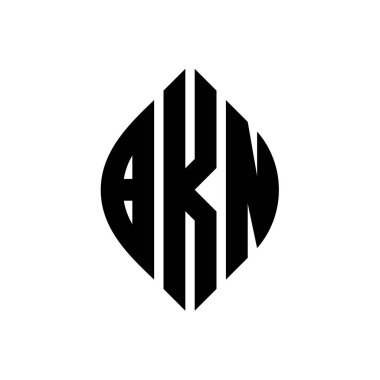 Çember ve elips şekilli BKN daire harf logosu tasarımı. Tipografik biçimli BKN elips harfleri. Üç baş harf daire şeklinde bir logo oluşturuyor. BKN Çember Amblemi Soyut Monogram Harf İşaretleyici Vektörü.