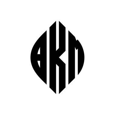 Çember ve elips şekilli BKM daire harf logosu tasarımı. Tipografik biçimli BKM elips harfleri. Üç baş harf daire şeklinde bir logo oluşturuyor. BKM Çemberi Amblemi Soyut Monogram Harf İşaretleme Vektörü.