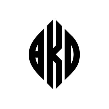 Çember ve elips şekilli BKO daire harf logosu tasarımı. Tipografik biçimli BKO elips harfleri. Üç baş harf daire şeklinde bir logo oluşturuyor. BKO Çember Amblemi Soyut Monogram Harf İşaretleyici Vektörü.