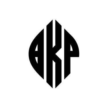 Çember ve elips şekilli BKP daire harf logosu tasarımı. Tipografik biçimli BKP elips harfleri. Üç baş harf daire şeklinde bir logo oluşturuyor. BKP Çember Amblemi Soyut Monogram Harf İşaretleyici Vektörü.