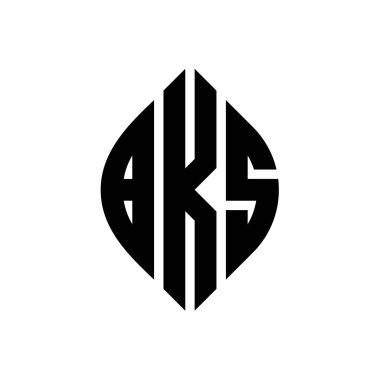 Çember ve elips şekilli BKS daire harf logosu tasarımı. Tipografik biçimli BKS elips harfleri. Üç baş harf daire şeklinde bir logo oluşturuyor. BKS Çemberi Amblemi Soyut Monogram Harf İşaretleyici Vektörü.