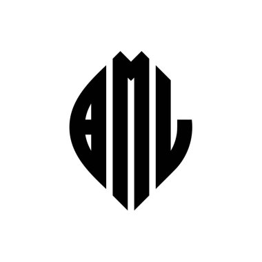 Çember ve elips şekilli BML daire harf logosu tasarımı. BML elips harfleri tipografik tarzda. Üç baş harf daire şeklinde bir logo oluşturuyor. BML Çember Amblemi Soyut Monogram Harf İşaretleme Vektörü.