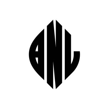 Çember ve elips şekilli BNL daire harf logosu tasarımı. Tipografik biçimli BNL elips harfleri. Üç baş harf daire şeklinde bir logo oluşturuyor. BNL Çember Amblemi Soyut Monogram Harf İşaretleyici Vektörü.