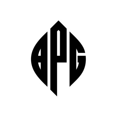 Çember ve elips şekilli BPG daire harf logosu tasarımı. Tipografik biçimli BPG elips harfleri. Üç baş harf daire şeklinde bir logo oluşturuyor. BPG Çember Amblemi Soyut Monogram Harf İşaretleyici Vektörü.