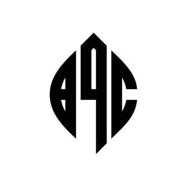 Çember ve elips şekilli BQC daire harf logosu tasarımı. Tipografik biçimli BQC elips harfleri. Üç baş harf daire şeklinde bir logo oluşturuyor. BQC Çember Amblemi Soyut Monogram Harf İşaretleyici Vektörü.