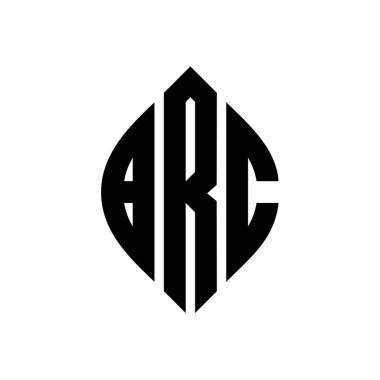 Çember ve elips şekilli BRC daire harf logosu tasarımı. Typographic tarzında BRC elips harfleri. Üç baş harf daire şeklinde bir logo oluşturuyor. BRC Çember Amblemi Soyut Monogram Harf İşaretleme Vektörü.