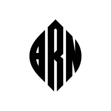 Çember ve elips şekilli BRN daire harf logosu tasarımı. Typographic tarzında BRN elips harfleri. Üç baş harf daire şeklinde bir logo oluşturuyor. BRN Çemberi Amblemi Soyut Monogram Harf İşaretleme Vektörü.
