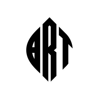 Çember ve elips şekilli BRT daire harf logosu tasarımı. Typographic tarzında BRT elips harfleri. Üç baş harf daire şeklinde bir logo oluşturuyor. BRT Çemberi Amblemi Soyut Monogram Harf İşaretleme Vektörü.