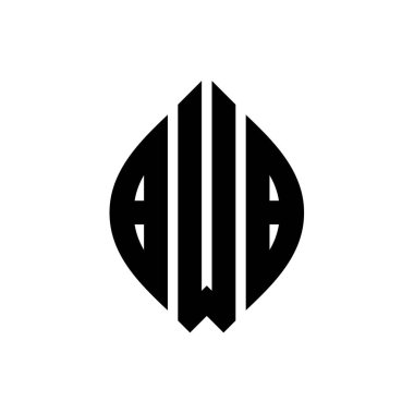 Çember ve elips şekilli BWB daire harf logosu tasarımı. Tipografik biçimli BWB elips harfleri. Üç baş harf daire şeklinde bir logo oluşturuyor. BWB Çember Amblemi Soyut Monogram Harf İşaretleyici Vektörü.