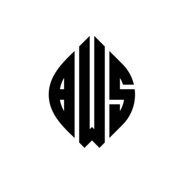 Çember ve elips şekilli BWS daire harf logosu tasarımı. Tipografik biçimli BWS elips harfleri. Üç baş harf daire şeklinde bir logo oluşturuyor. BWS Çember Amblemi Soyut Monogram Harf İşaretleyici Vektörü.