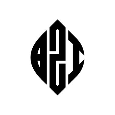 Çember ve elips şekilli BZI daire harf logosu tasarımı. Tipografik tarzda BZI elips harfleri. Üç baş harf daire şeklinde bir logo oluşturuyor. BZI Çemberi Amblemi Soyut Monogram Harf İşaretleyici Vektörü.
