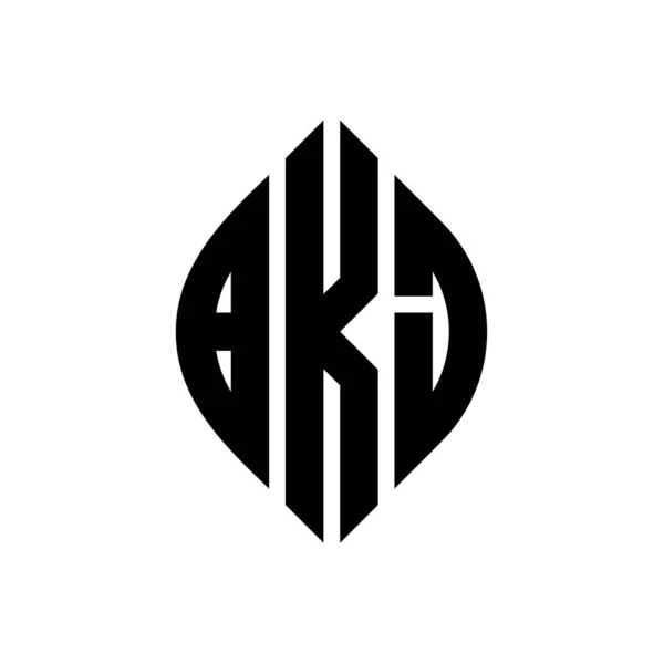 Bkj Cirkel Bokstav Logo Design Med Cirkel Och Ellips Form — Stock vektor