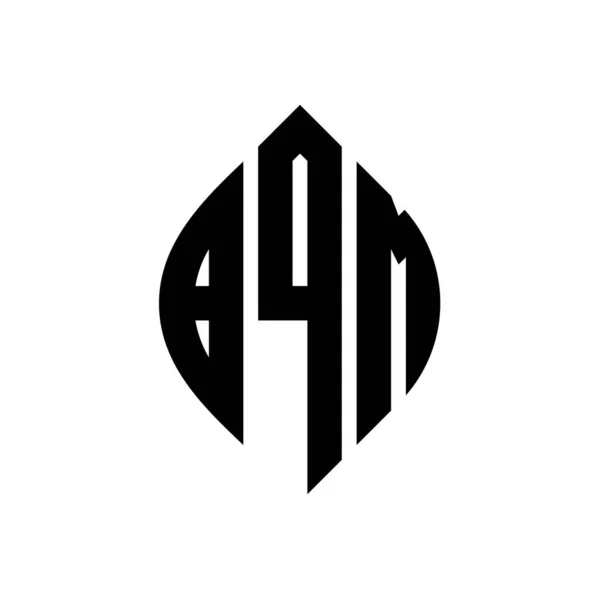 Bqn圆形字母标识设计与圆形和椭圆形状 具有打字风格的Bqn椭圆字母 这三个首字母构成一个圆形标识 Bqn圆环标志摘要专有名称字母标记向量 — 图库矢量图片