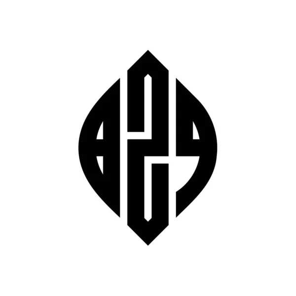 Daire Elips Şekilli Bzq Daire Harf Logosu Tasarımı Tipografik Tarzda — Stok Vektör
