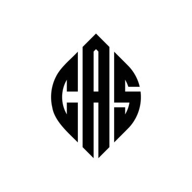 Çember ve elips şekilli CAS daire harf logosu tasarımı. Tipografik biçimli CAS elips harfleri. Üç baş harf daire şeklinde bir logo oluşturuyor. CAS Çemberi Amblemi Soyut Monogram Harf İşaretleyici Vektörü.